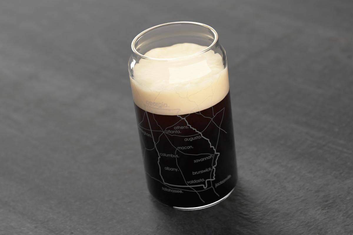 State Maps - Etched Glass Beer / Soda Can Tumbler - 16 oz