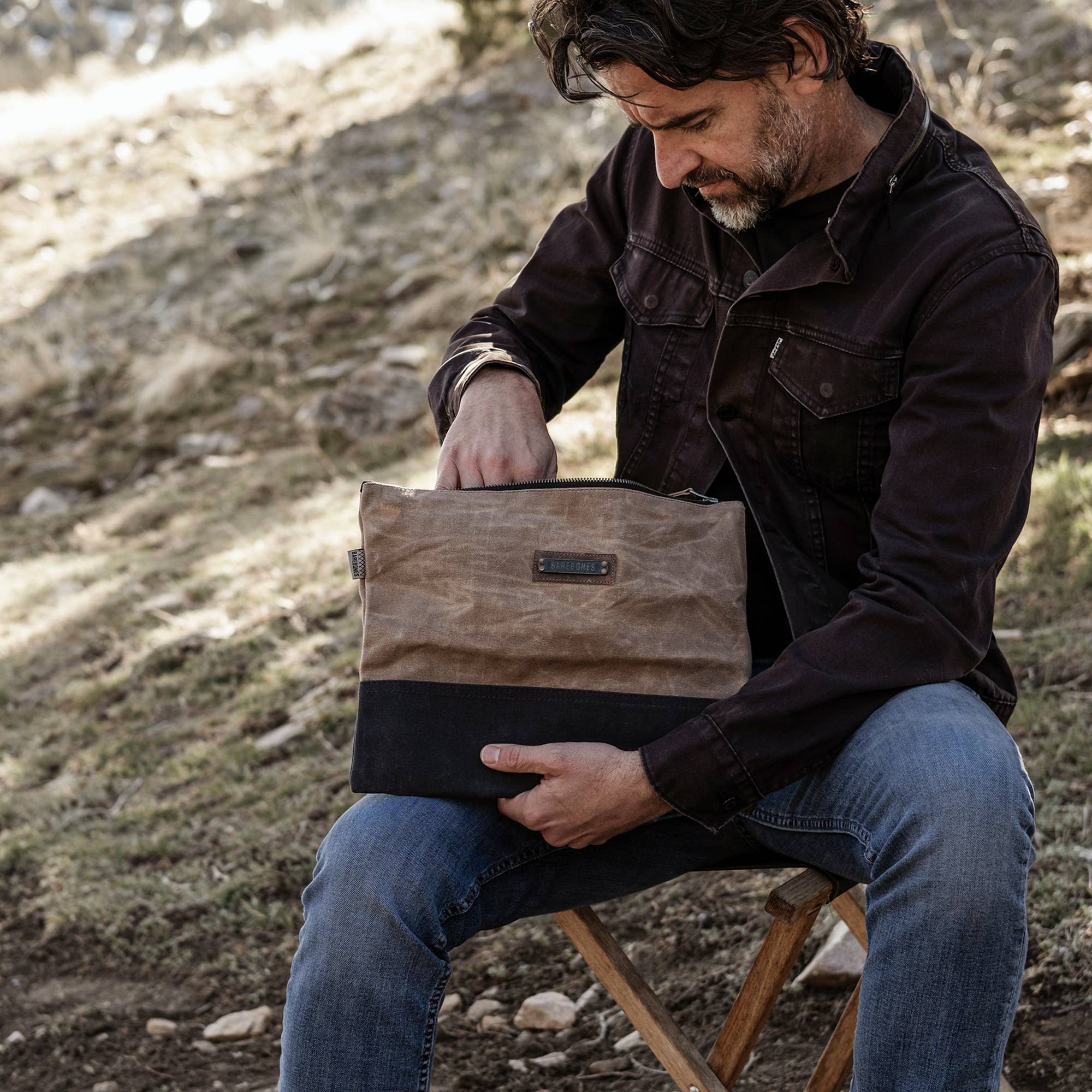 Neelum Zipper Pouch Bag -Waxed Canvas Bag