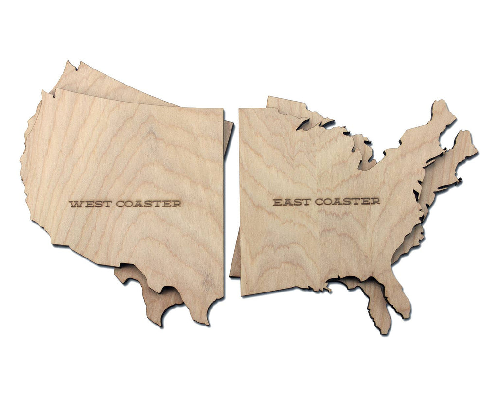 East & West Wood Coaster- East Coast and West Coast