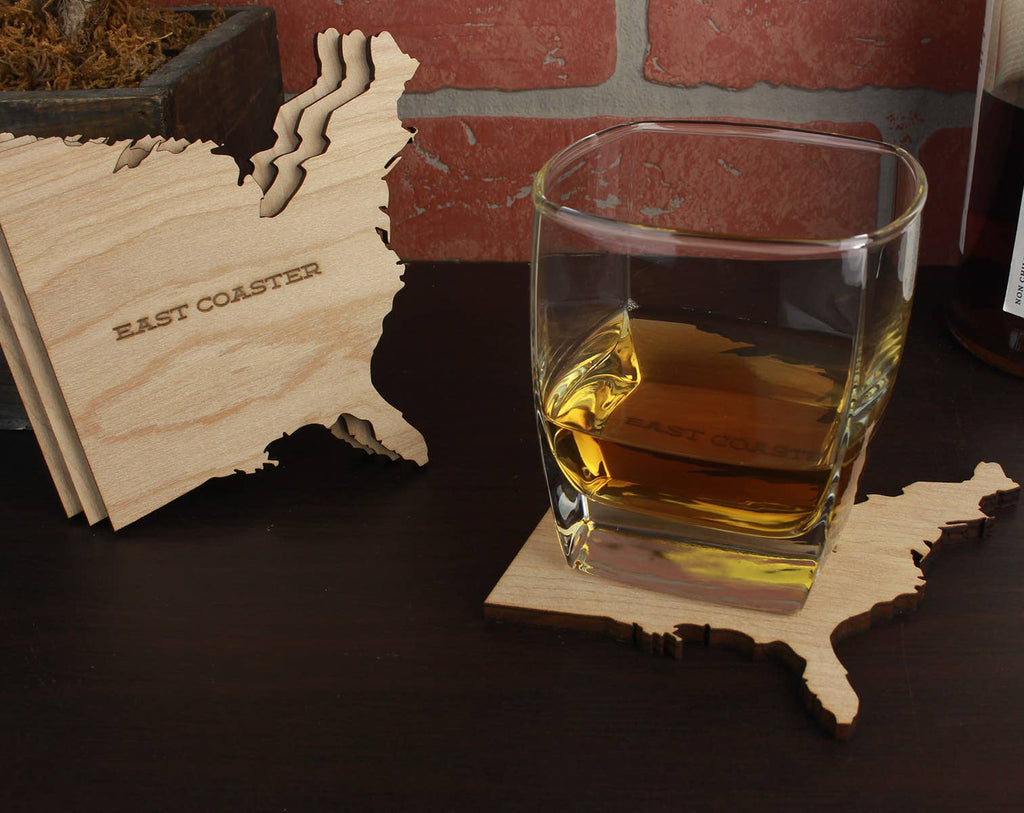East & West Wood Coaster- East Coast and West Coast