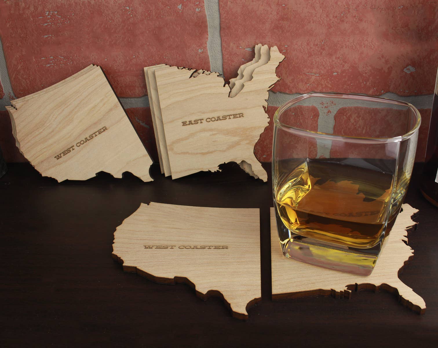 East & West Wood Coaster- East Coast and West Coast