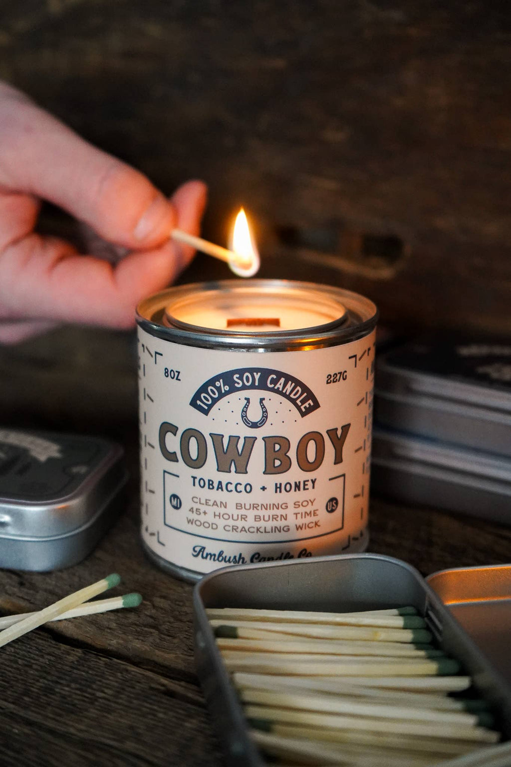 Cowboy "First Edition" | Tobacco + Honey 8oz Soy Candle
