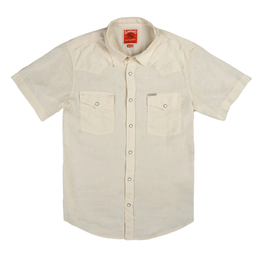 The Wyatt Pearl Snap Short Sleeve Shirt - Antique White