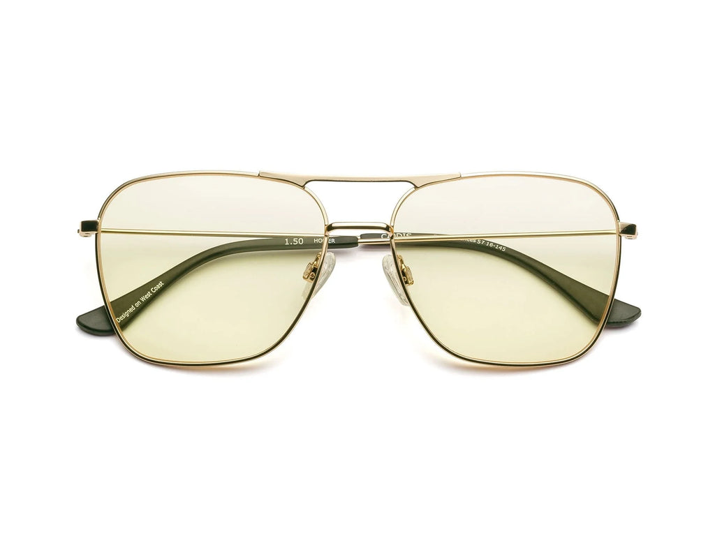 Caddis Hooper Reading Glasses Polished Gold Yellow