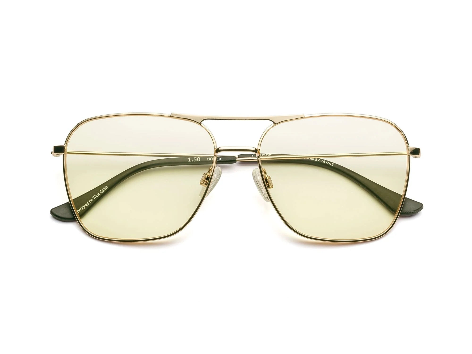Caddis Hooper Reading Glasses Polished Gold Yellow