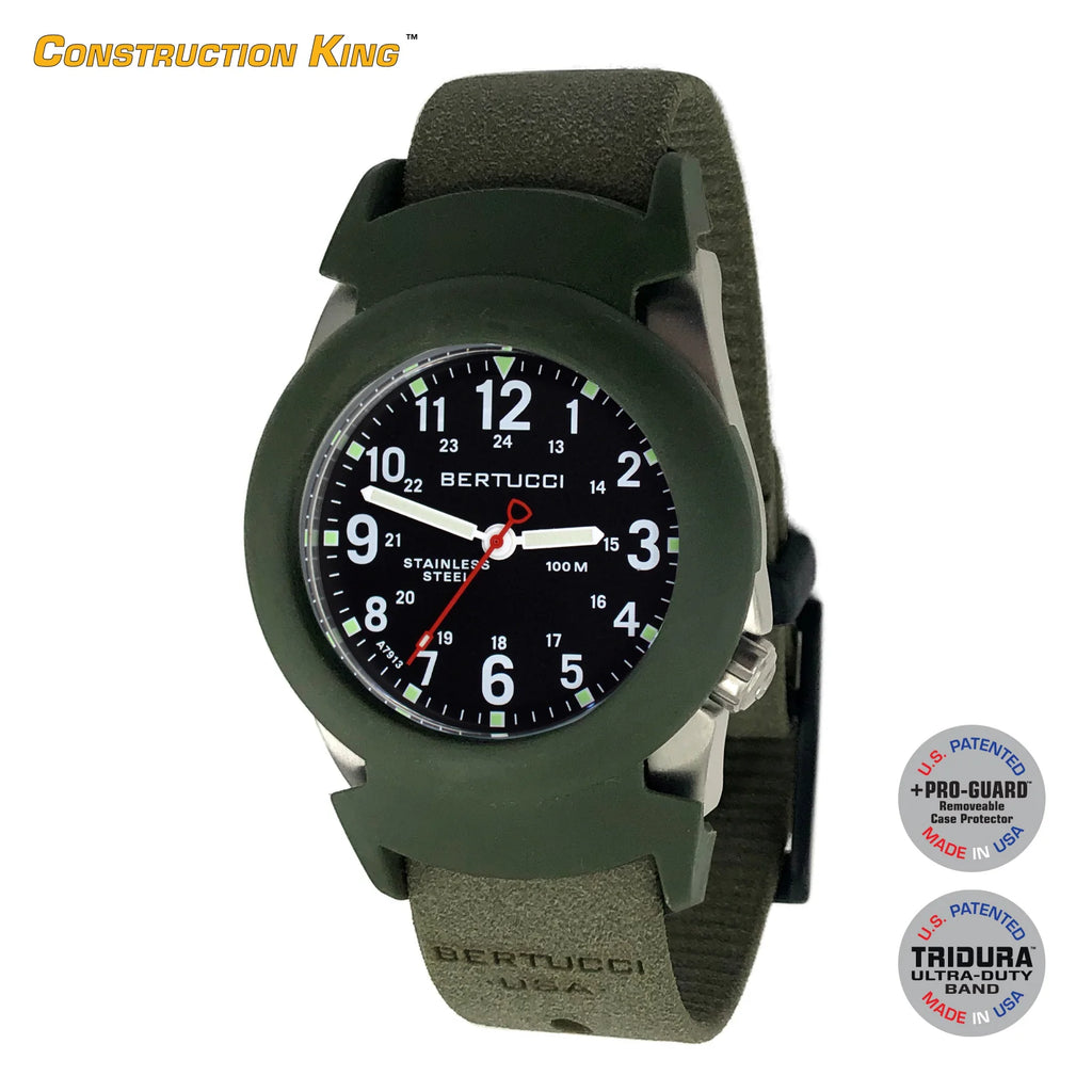 BERTUCCI A-2S CONSTRUCTION KING™ - BLACK DIAL, FOLIAGE TRIDURA™ BAND + FOLIAGE PRO-GUARD™