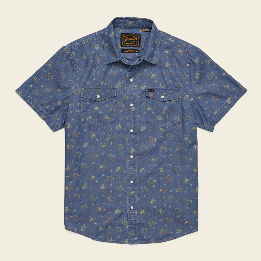 H Bar B Snapshirt : Bouquets - Washed Indigo