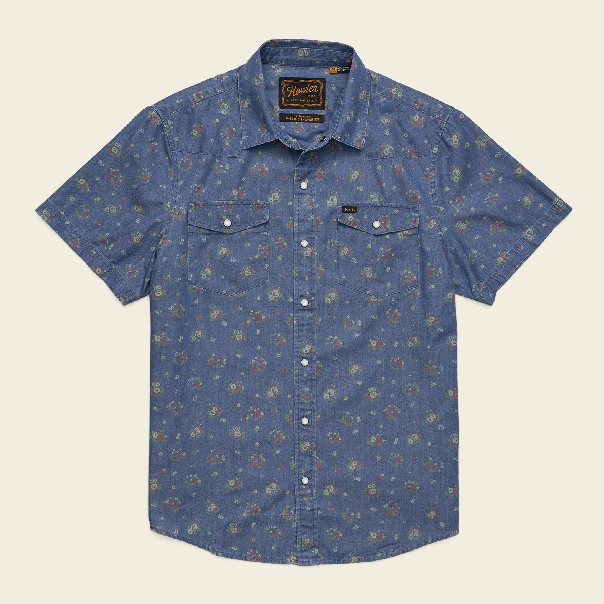 H Bar B Snapshirt : Bouquets - Washed Indigo