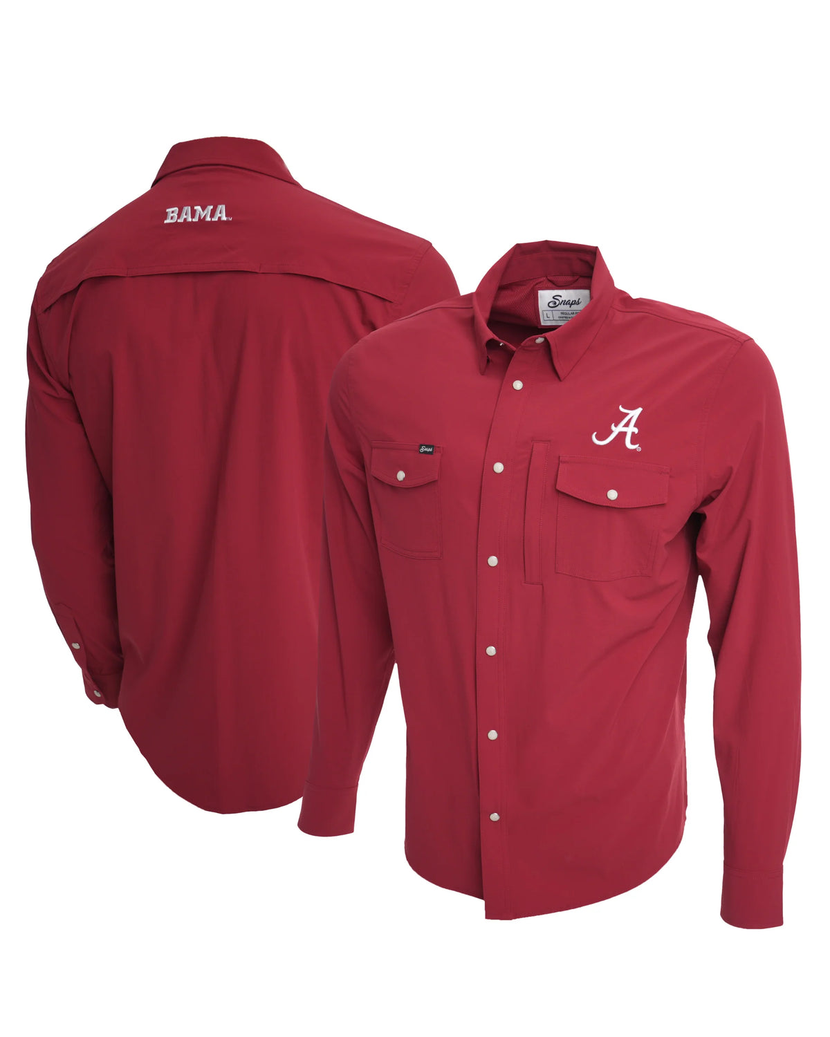 Alabama Tailgater Pearl Snap Button Down Long Sleeve Shirt in Red