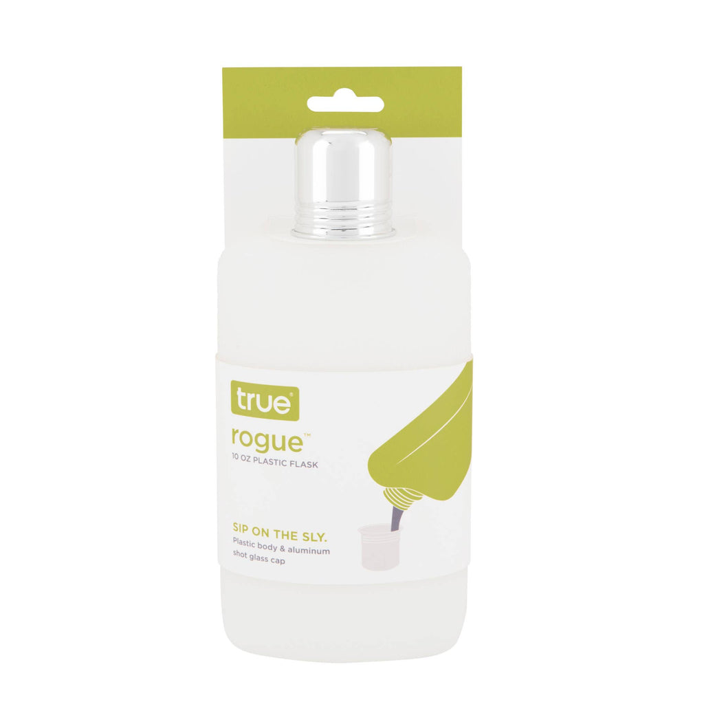 Rogue Plastic Flask w Shot Glass Lid ASST COLORS and SIZES