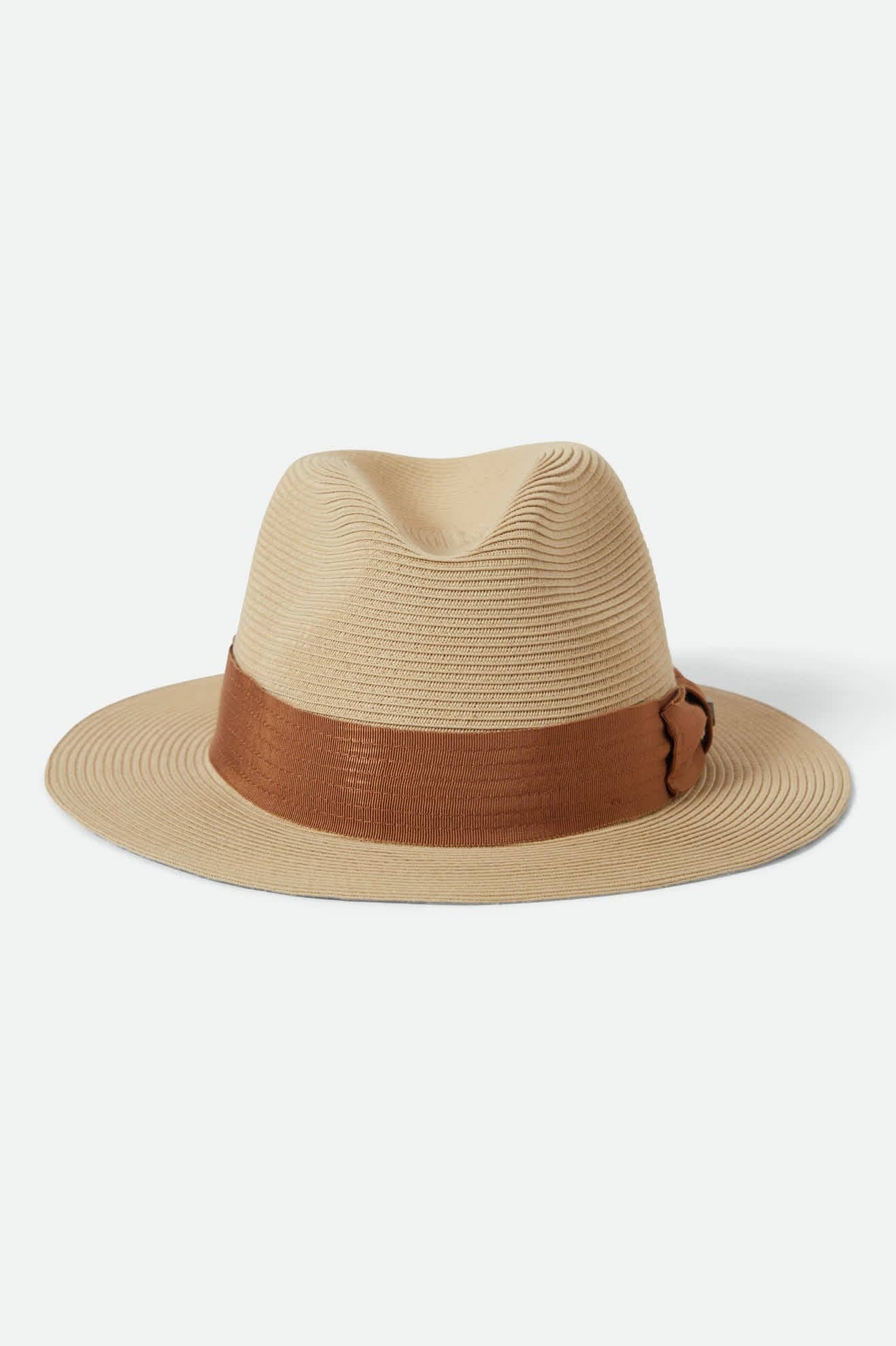 Roma Straw Packable Fedora - Natural/Bronze