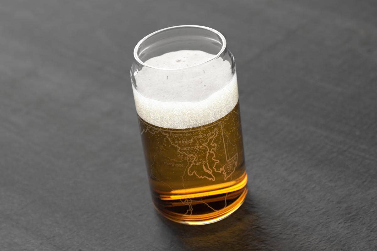 State Maps - Etched Glass Beer / Soda Can Tumbler - 16 oz