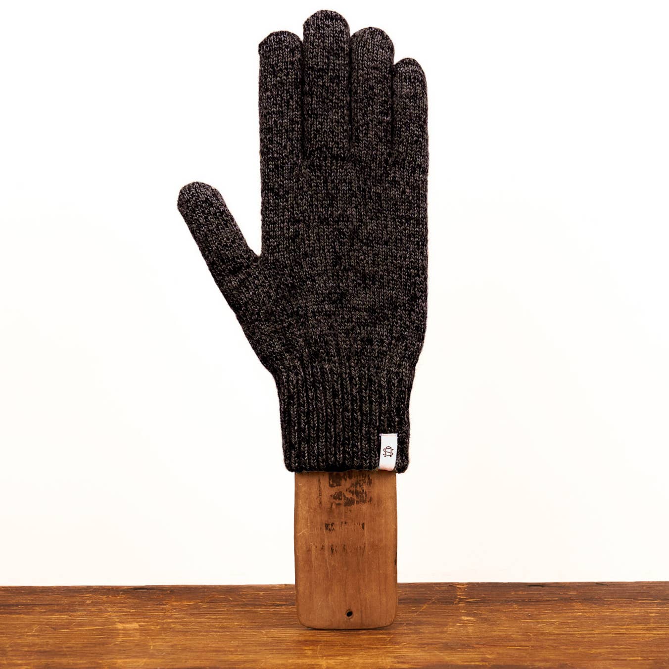 Black Melange Ragg Wool Full Glove With or Without Deer