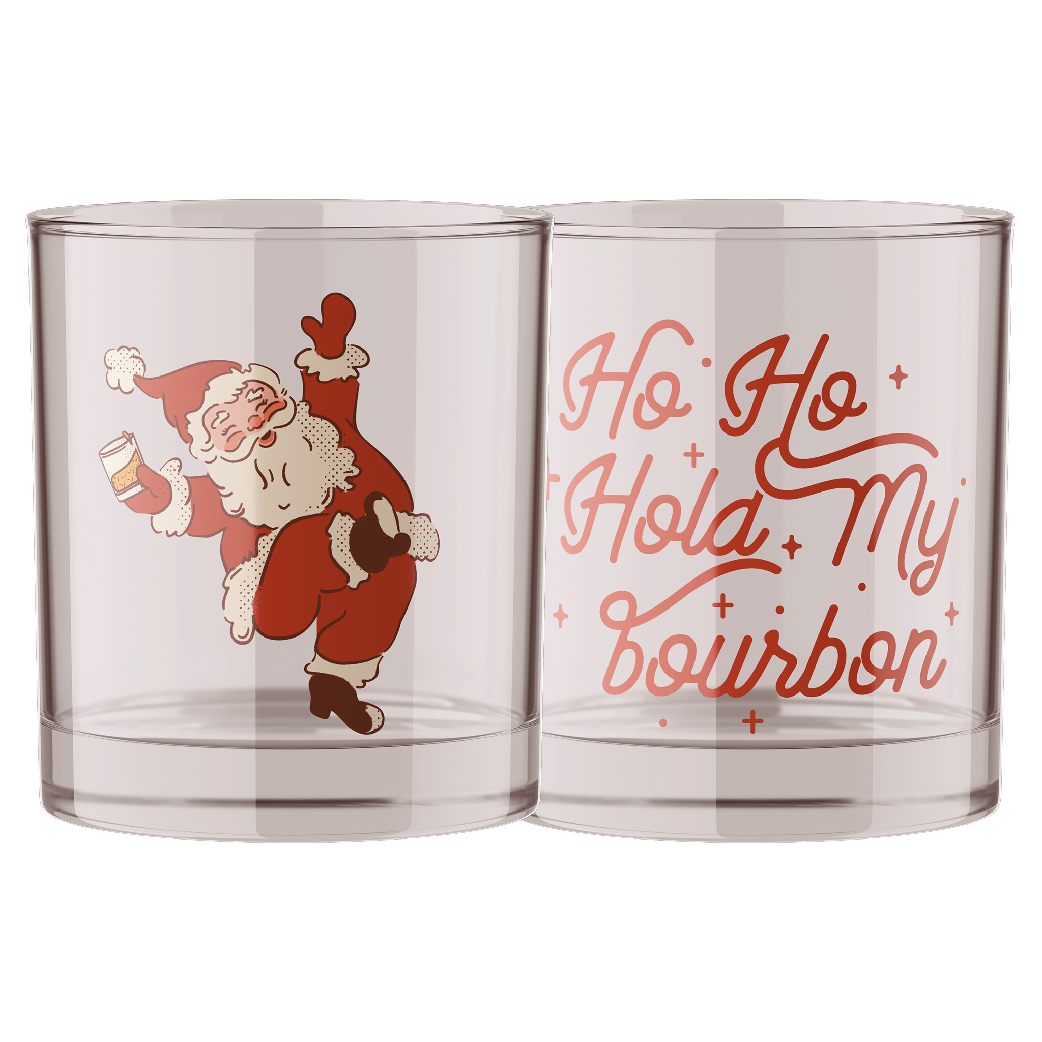 Ho Ho Hold My Bourbon Santa Bourbon Whiskey Rocks Glass