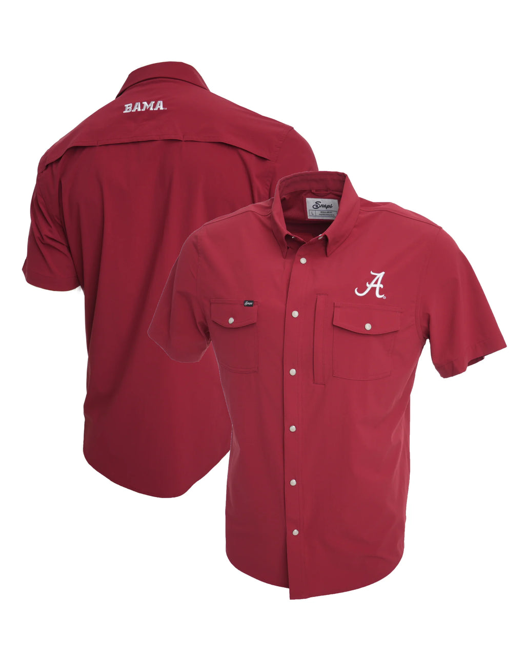 Alabama Tailgater Pearl Snap Button Down Short Sleeve Shirt in Red