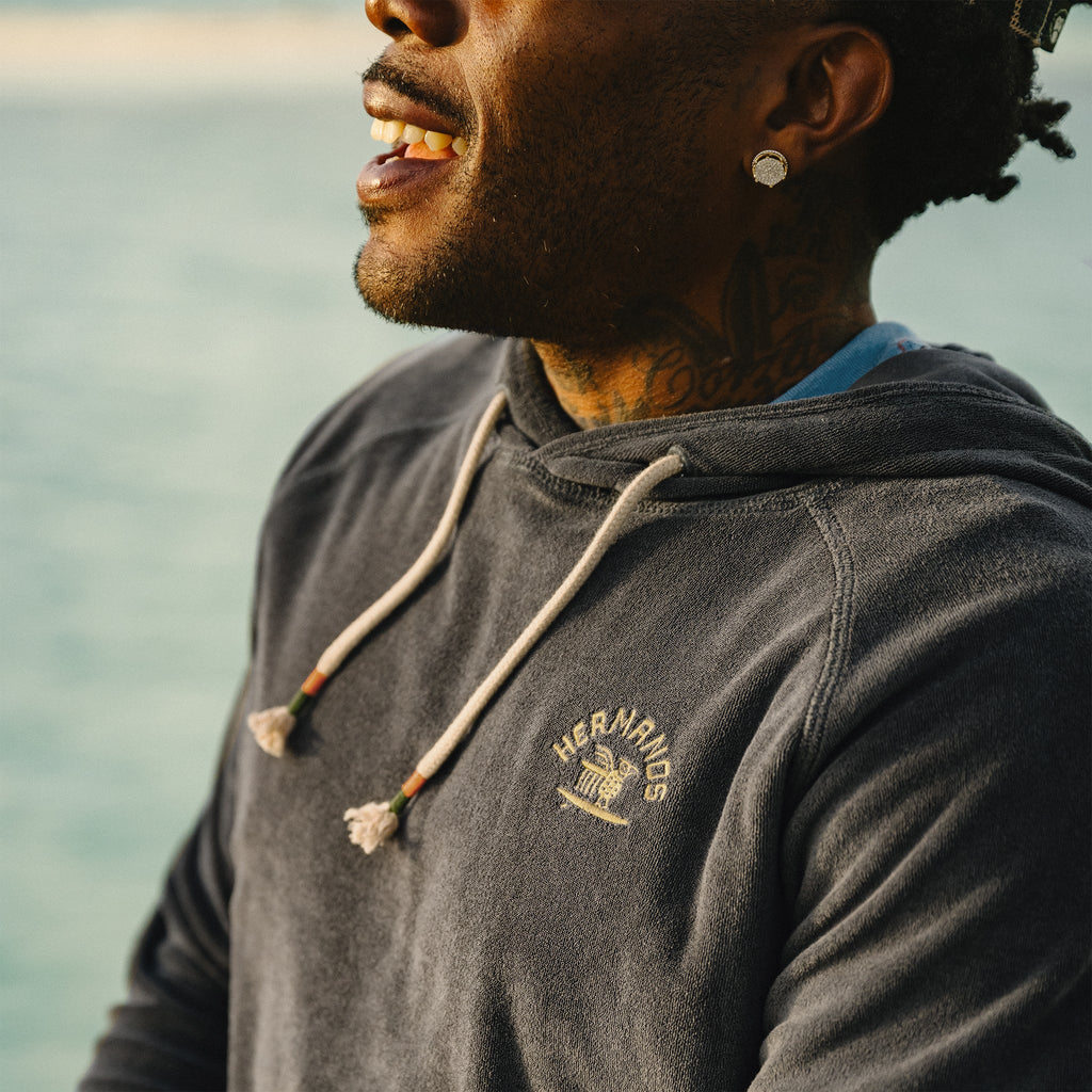 Terrycloth Hoodie - Surfbird - Antique Black