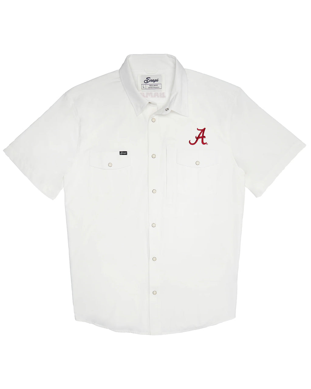 Alabama Tailgater Pearl Snap Button Down Short Sleeve Shirt in White
