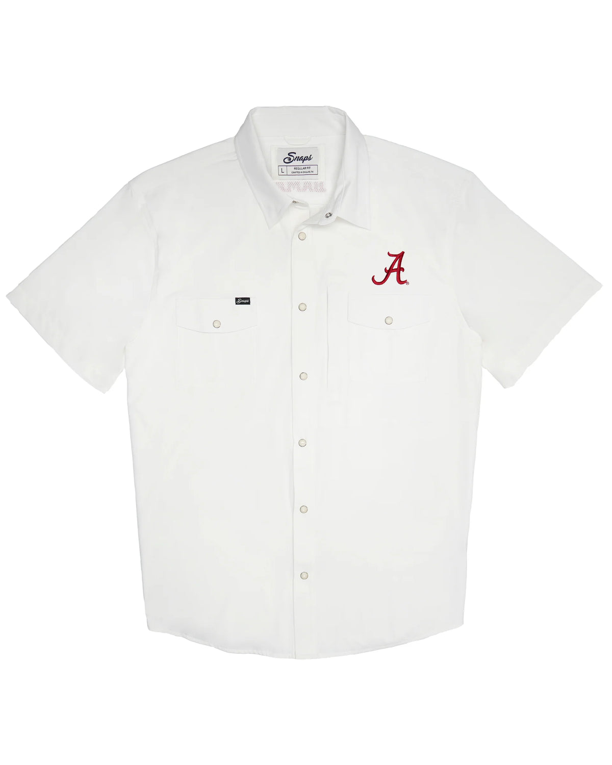 Alabama Tailgater Pearl Snap Button Down Short Sleeve Shirt in White