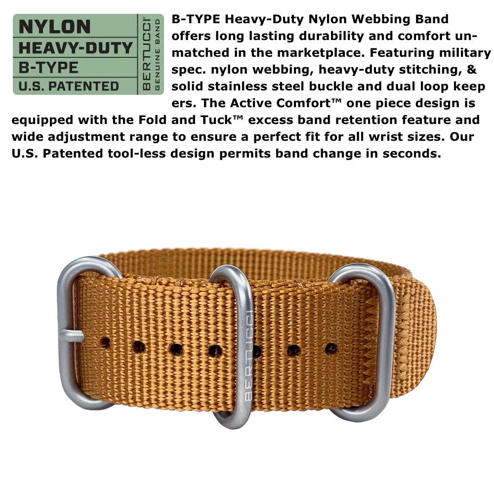 BERTUCCI A-3P SPORTSMAN - BLACK DIAL / BLACK CASE W/ CICADA ORANGE NYLON BAND