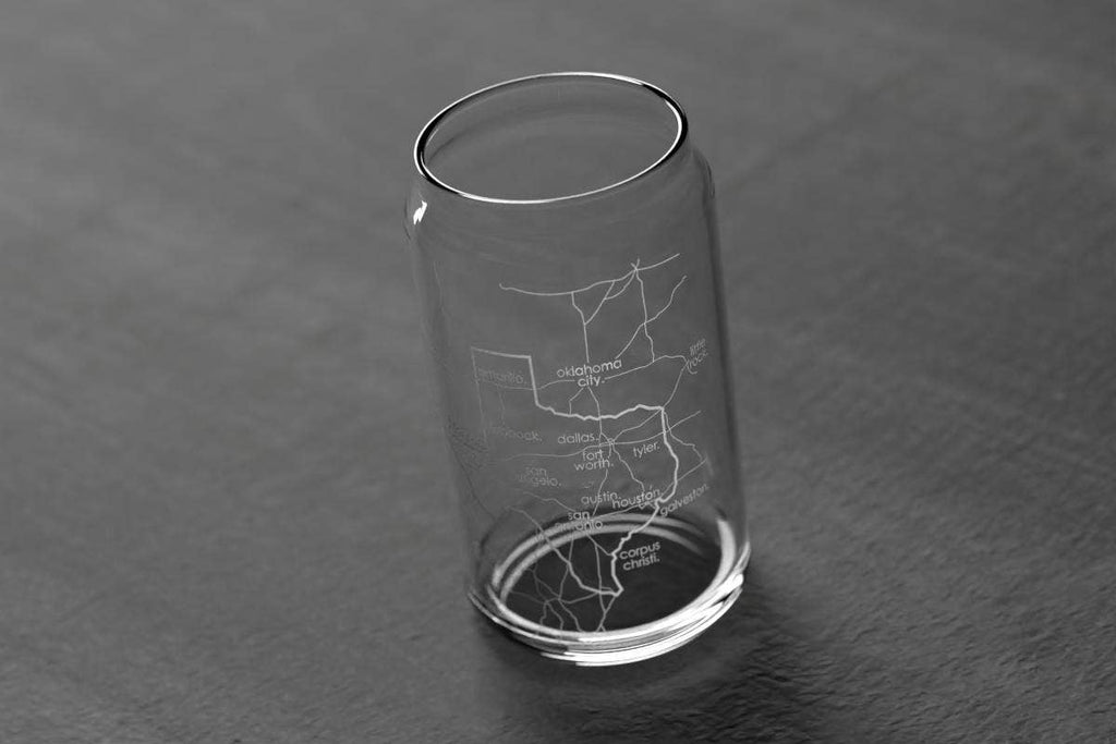 State Maps - Etched Glass Beer / Soda Can Tumbler - 16 oz