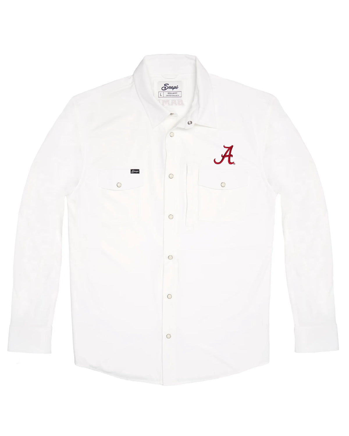 Alabama Tailgater Pearl Snap Button Down Long Sleeve Shirt in White