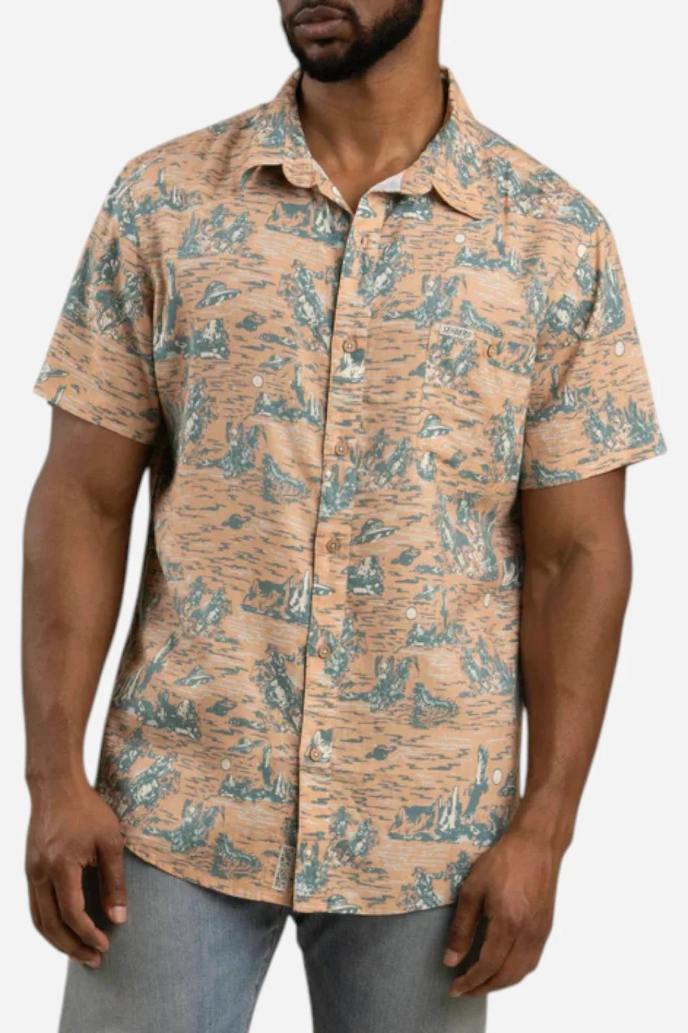 City Slicker Button Up Short Sleeve - Desert Abduction - Coral