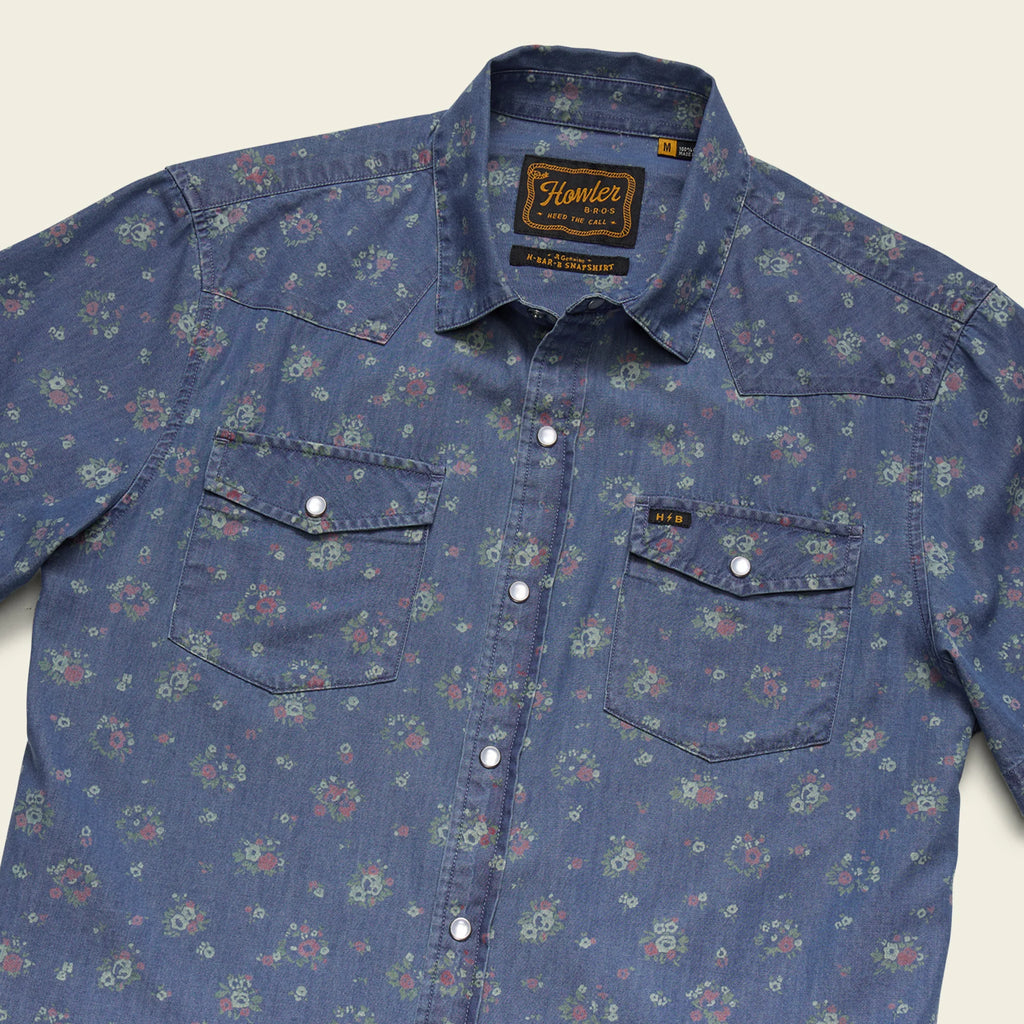 H Bar B Snapshirt : Bouquets - Washed Indigo
