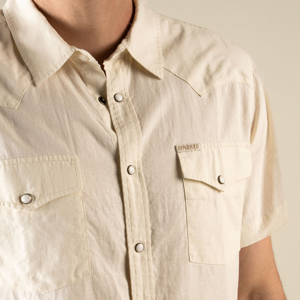 The Wyatt Pearl Snap Short Sleeve Shirt - Antique White