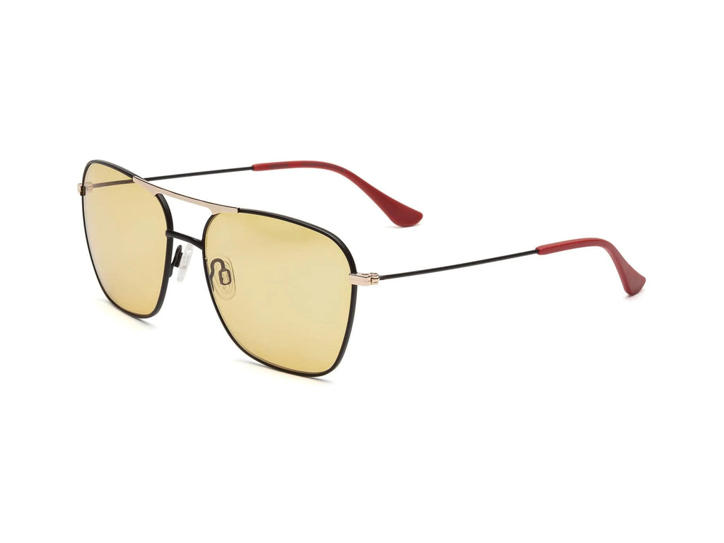 Caddis Hooper Reading Glasses Matte Black/Matte Gold - Amber Lens Color