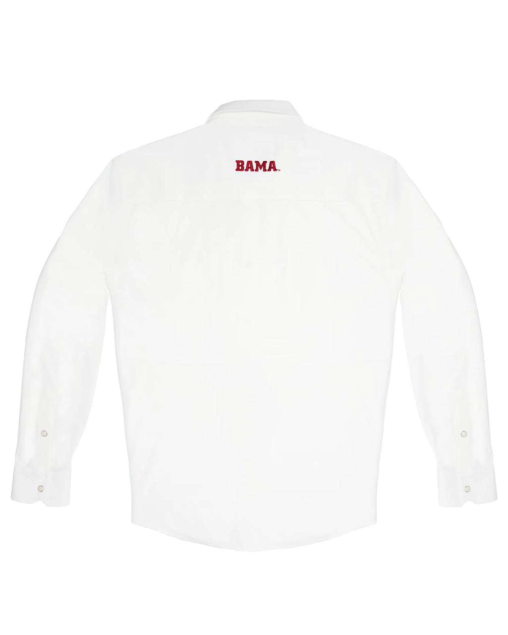 Alabama Tailgater Pearl Snap Button Down Long Sleeve Shirt in White