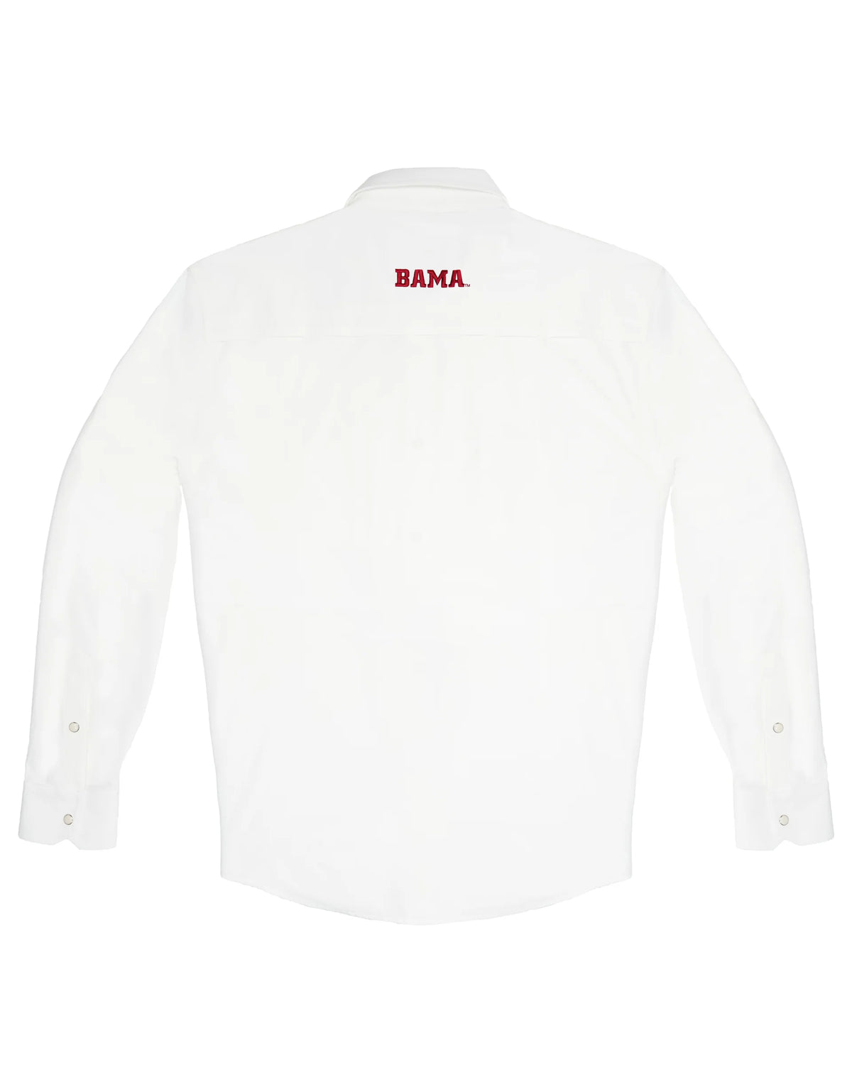 Alabama Tailgater Pearl Snap Button Down Long Sleeve Shirt in White