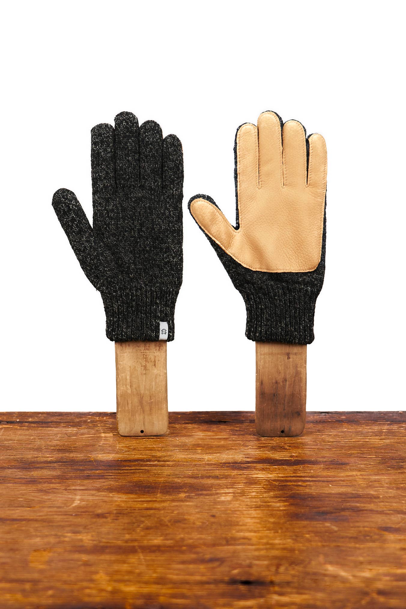 Black Melange Ragg Wool Full Glove With or Without Deer