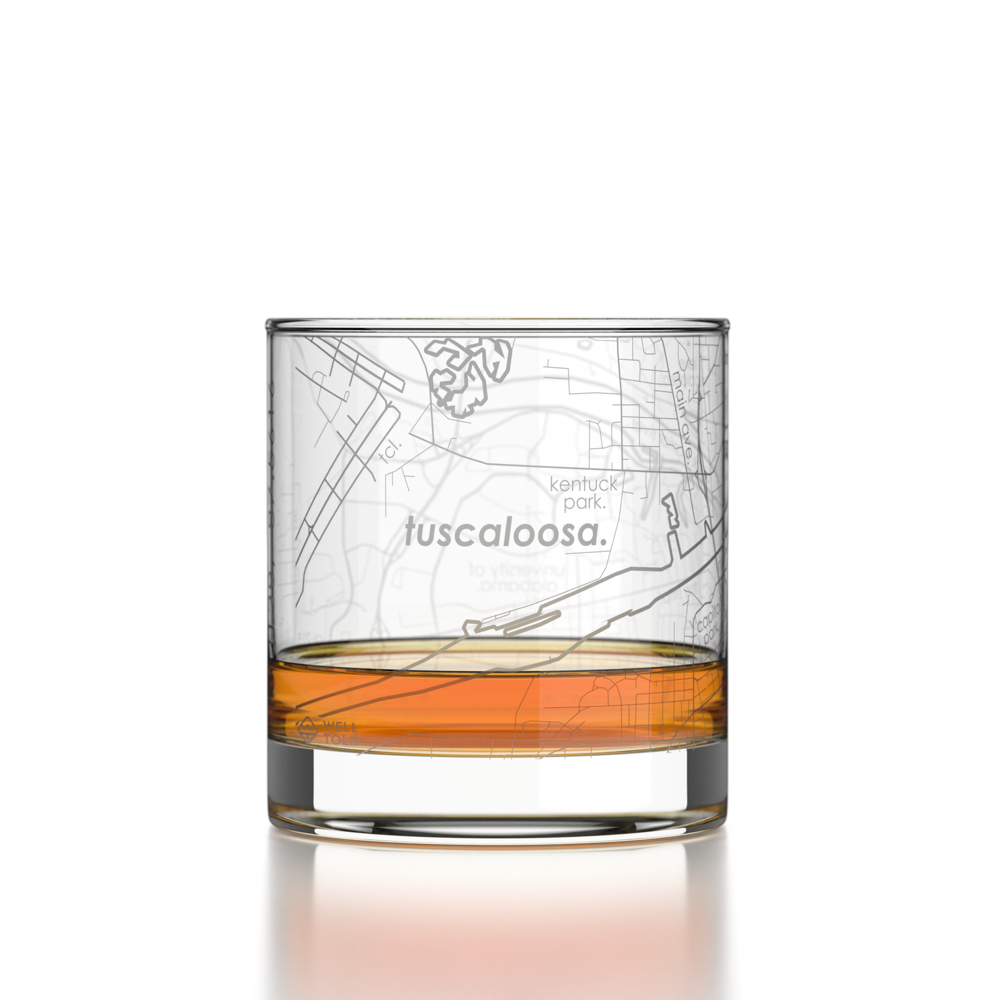 Tuscaloosa AL Map Rocks Whiskey Glass