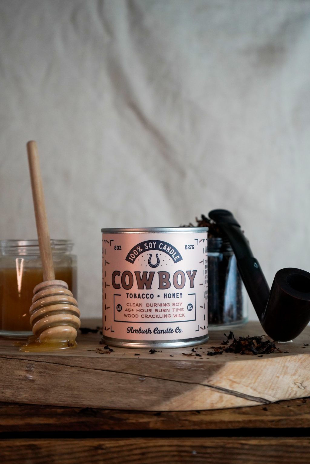 Cowboy "First Edition" | Tobacco + Honey 8oz Soy Candle