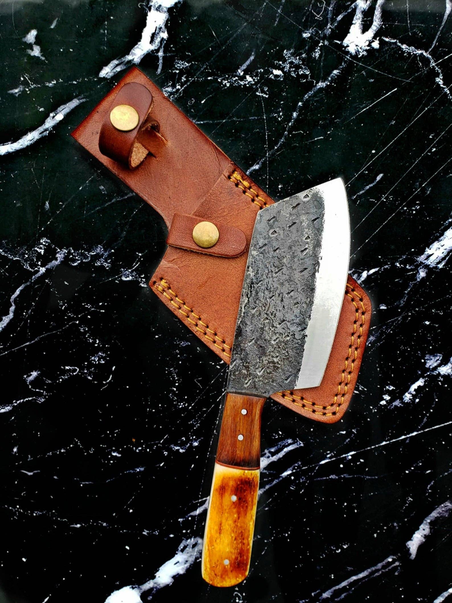 Handmade Carbon Steel Cleaver for Kitchen & Outdoor use by Titan International Knives TC-038