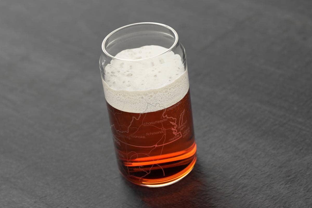 State Maps - Etched Glass Beer / Soda Can Tumbler - 16 oz