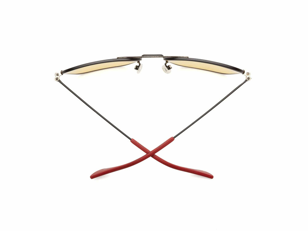 Caddis Hooper Reading Glasses Matte Black/Matte Gold - Amber Lens Color