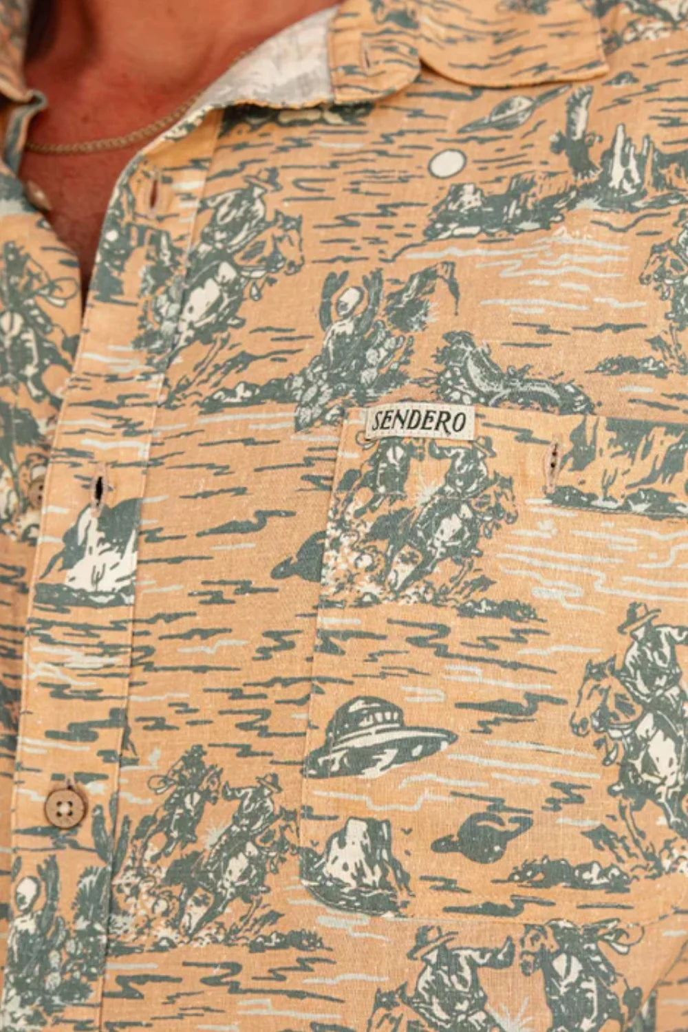 City Slicker Button Up Short Sleeve - Desert Abduction - Coral