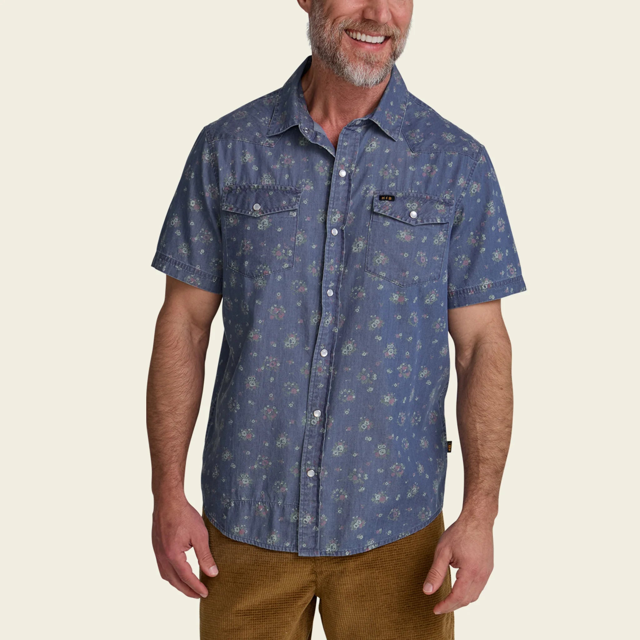 H Bar B Snapshirt : Bouquets - Washed Indigo