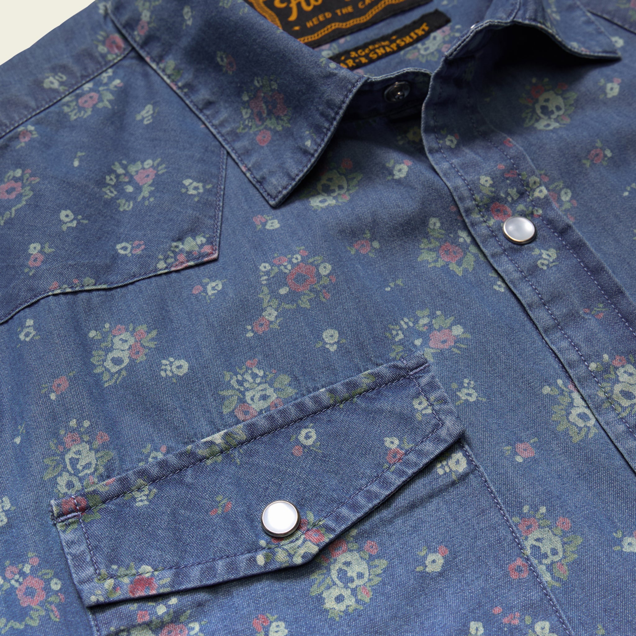 H Bar B Snapshirt : Bouquets - Washed Indigo