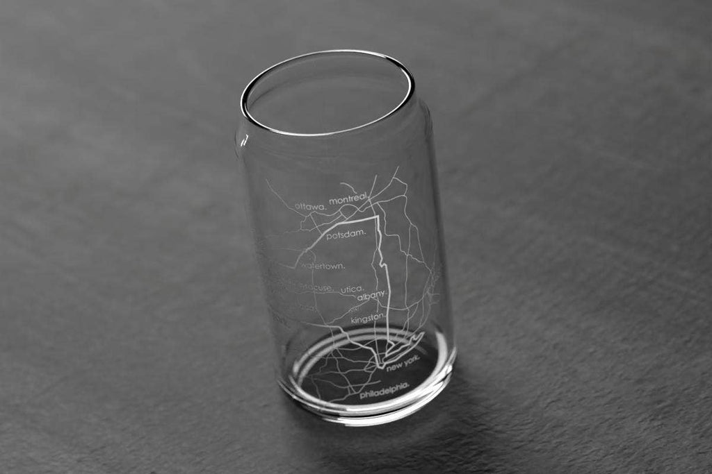 State Maps - Etched Glass Beer / Soda Can Tumbler - 16 oz