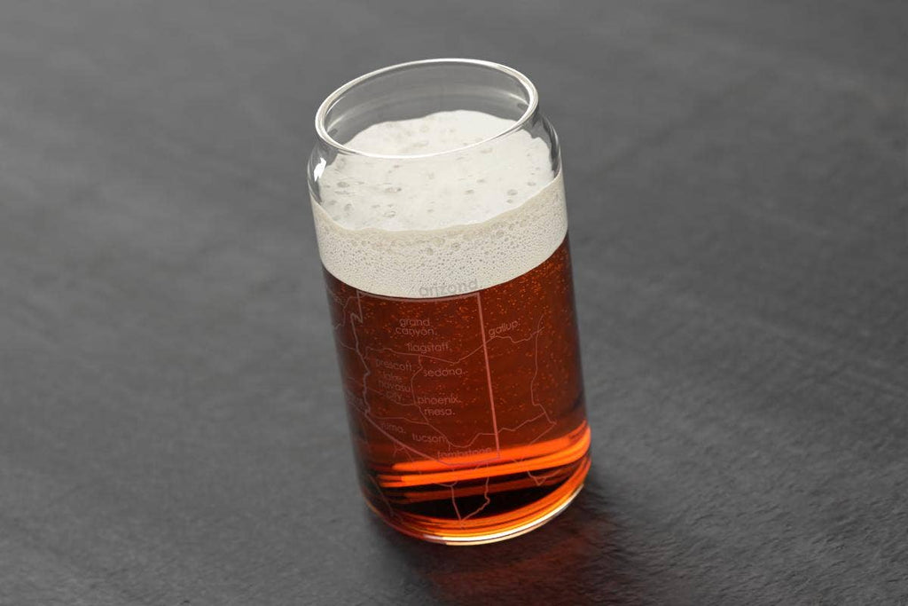 State Maps - Etched Glass Beer / Soda Can Tumbler - 16 oz