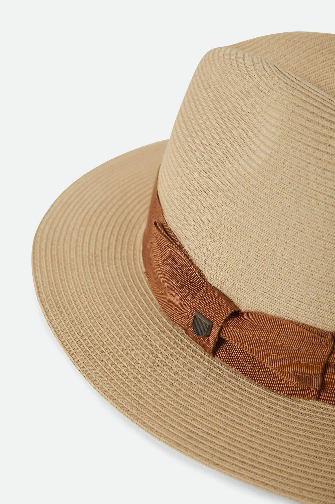 Roma Straw Packable Fedora - Natural/Bronze