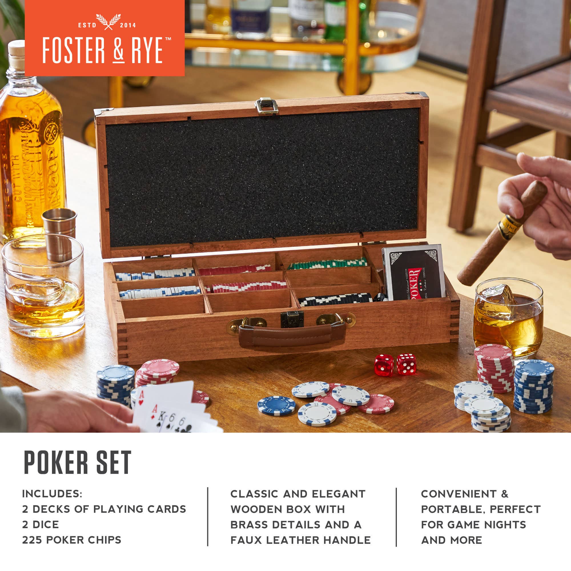 Classic Poker Set with Wooden Box