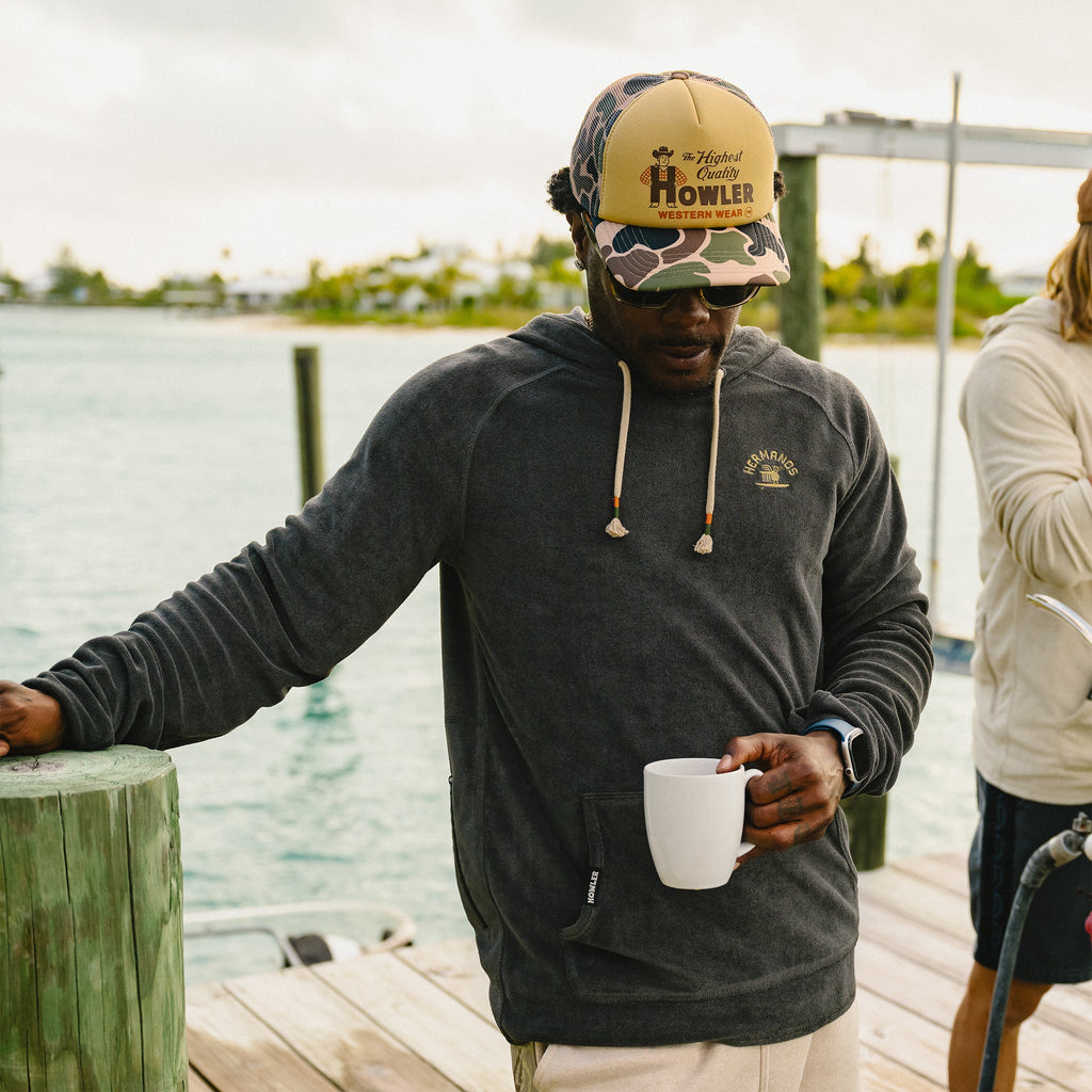 Terrycloth Hoodie - Surfbird - Antique Black
