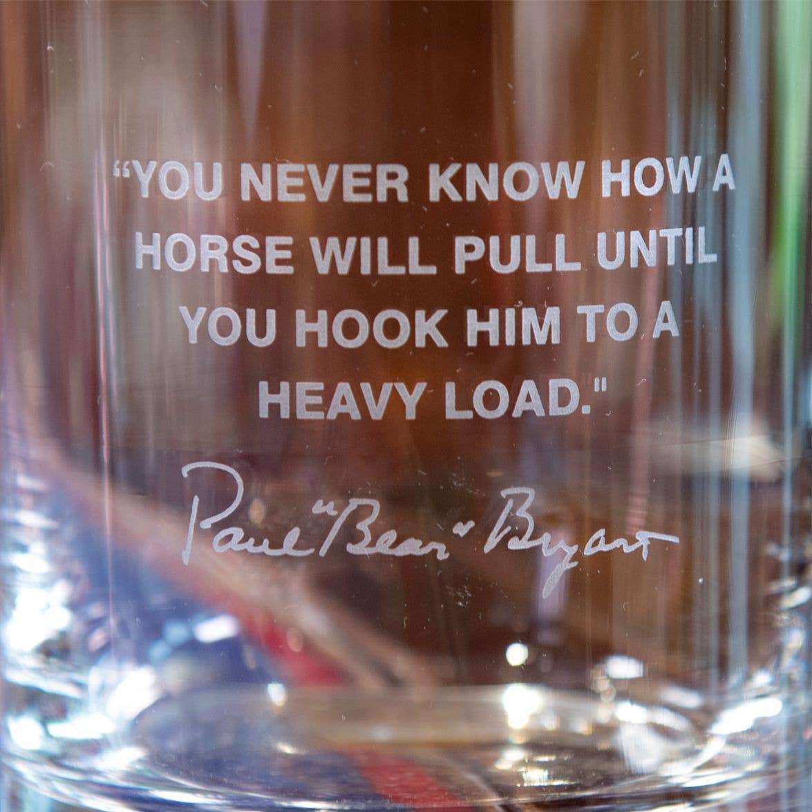 Bear Bryant Quote Glass (Horse)