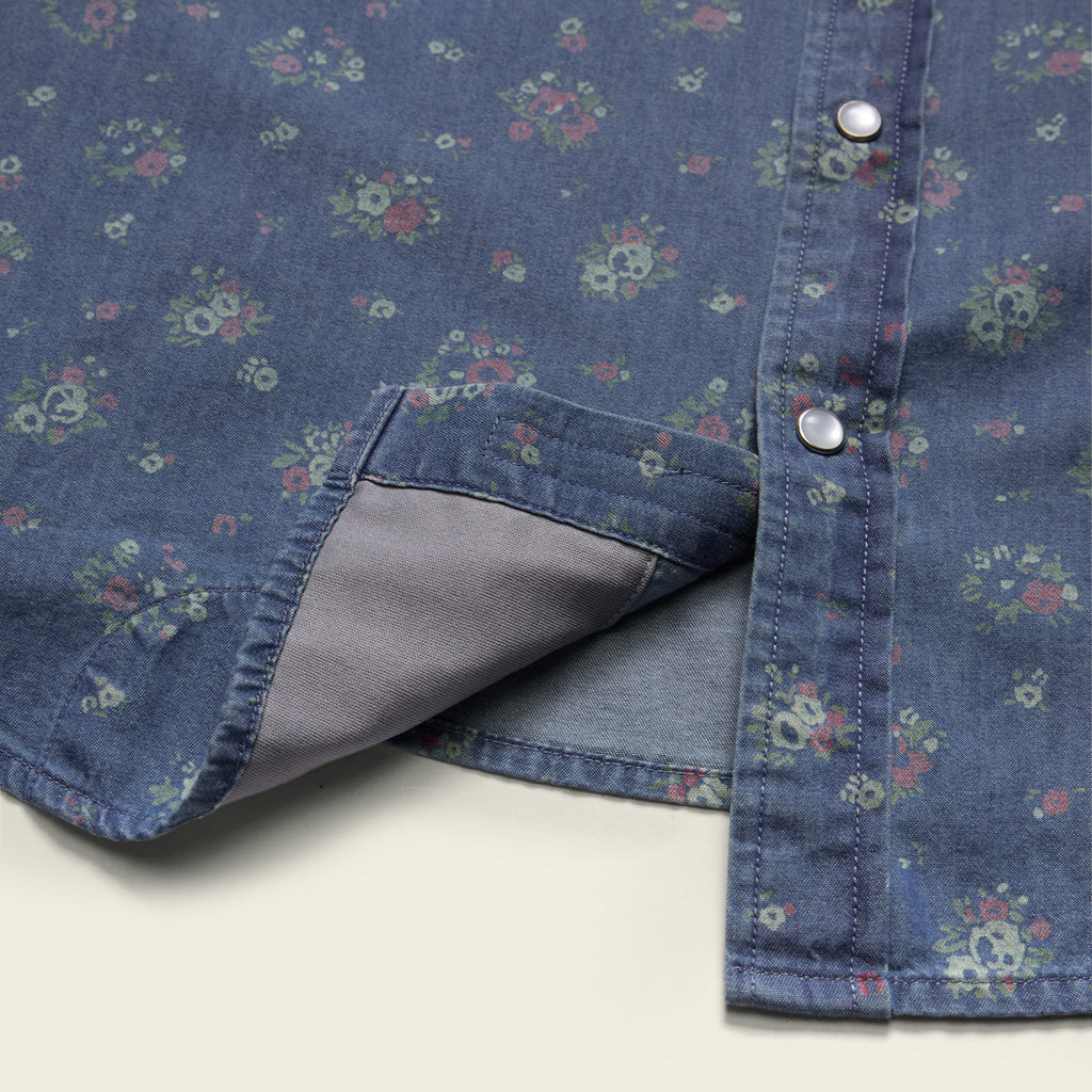 H Bar B Snapshirt : Bouquets - Washed Indigo