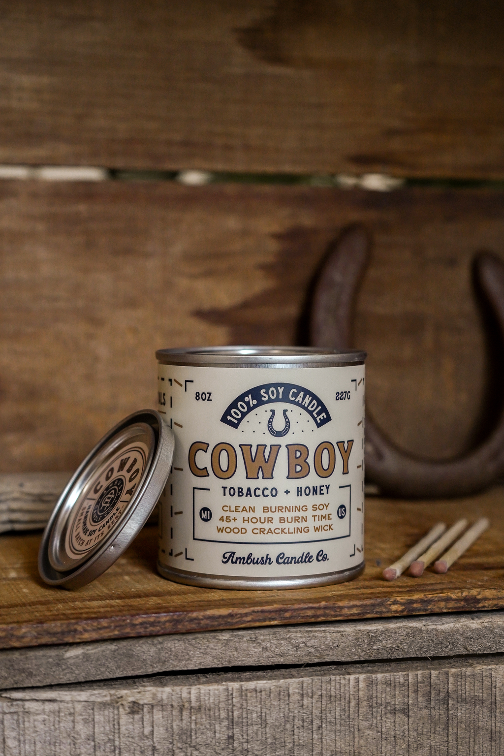 Cowboy "First Edition" | Tobacco + Honey 8oz Soy Candle