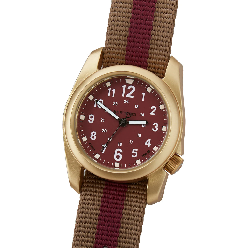 BERTUCCI A-2A GOLDEN FIELD™ - LEGION RED DIAL, COYOTE W/ LEGION RED PRO-STRIPE™ NYLON BAND