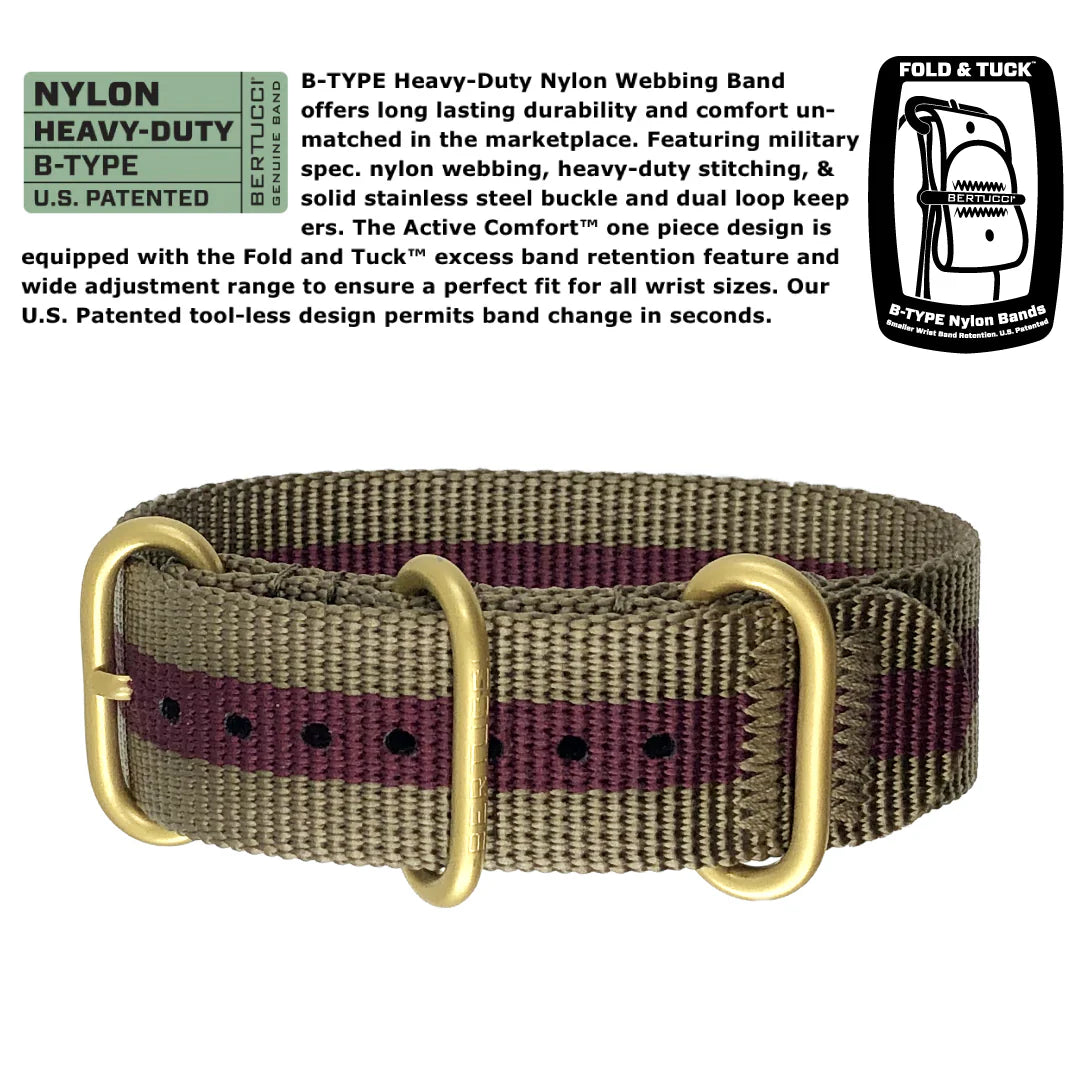 BERTUCCI A-2A GOLDEN FIELD™ - LEGION RED DIAL, COYOTE W/ LEGION RED PRO-STRIPE™ NYLON BAND